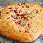 Italian Focaccia Bread with Rosemary – Caramelized Onions & Sun-dried Tomatoes